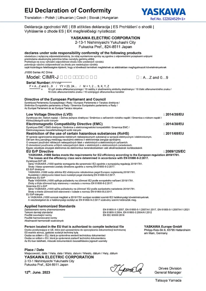 frekvenční měnič 0.4kW, typ CIMR-JC4A0002BAA