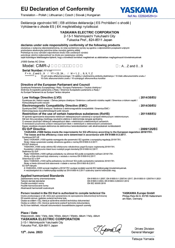 frekvenční měnič 3.0kW, typ CIMR-JC4A0009BAA