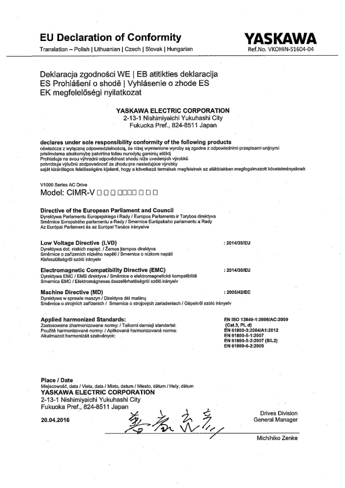 IP66, frekvenční měnič 2.2kW, typ CIMR-VCBA0012HAA-0080